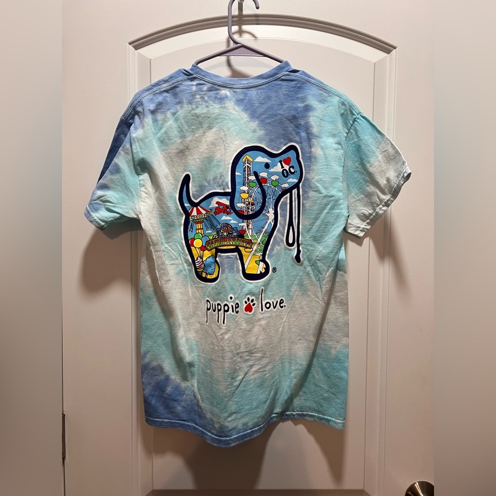 Puppie Love Tie Dye Blue / White Short Sleeve Tee